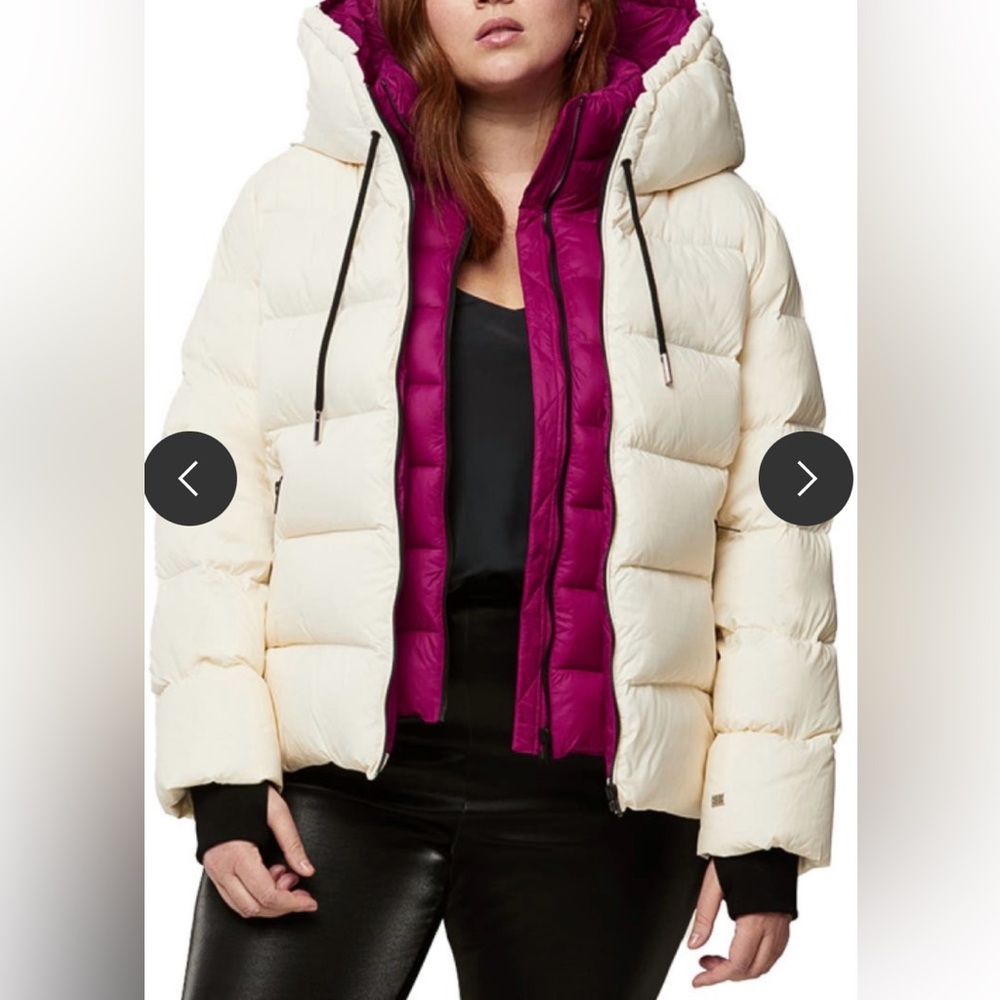 Soia & Kyo Adelita Fill Power Down Puffer Jacket Cream and Pink